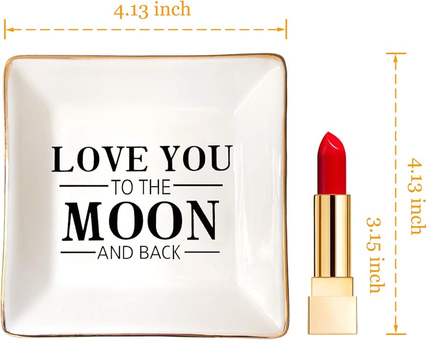 HOME SMILE Ceramic Ring Dish Jewelry Tray for Mom Sister Friends