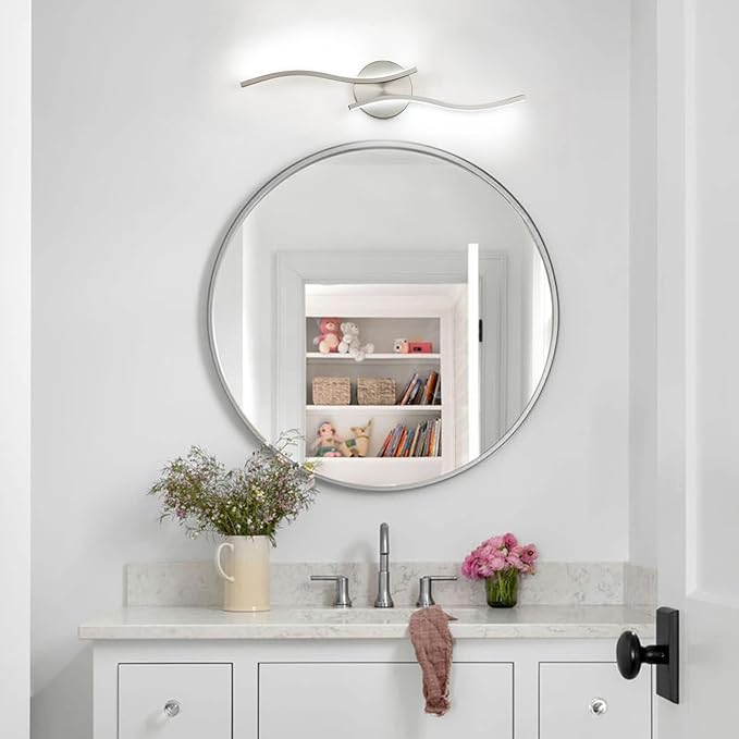 Dimmable Modern LED Vanity Light 24 inch Brushed Nickel Vanity Light, Bathroom Lighting Fixtures Over Mirror for Living Room and Hallway, 6000K White Light