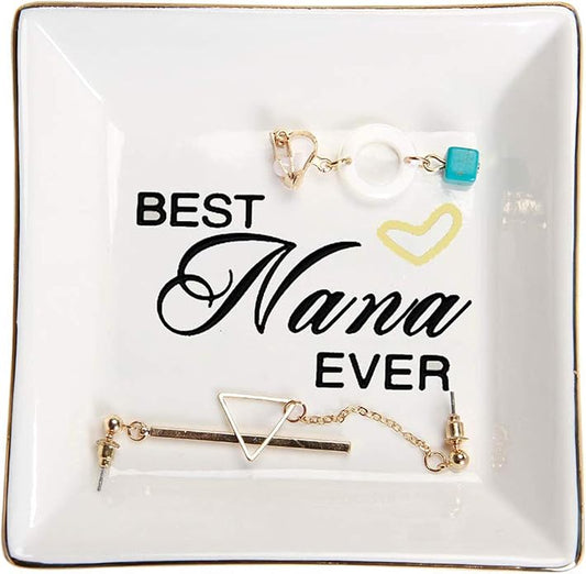 HOME SMILE Ceramic Ring Dish Jewelry Tray for Mom Sister Friends