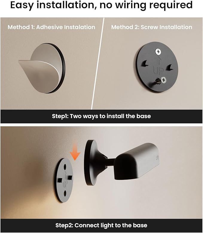 Rechargeable LED Wall Sconces for Bedroom,Wall Lights with Remote Control and Touch,360° Rotation,3 Colors Temperatures Dimmable Black Wall Lamps for Living Room with 15 RGB Colors,2 Pack