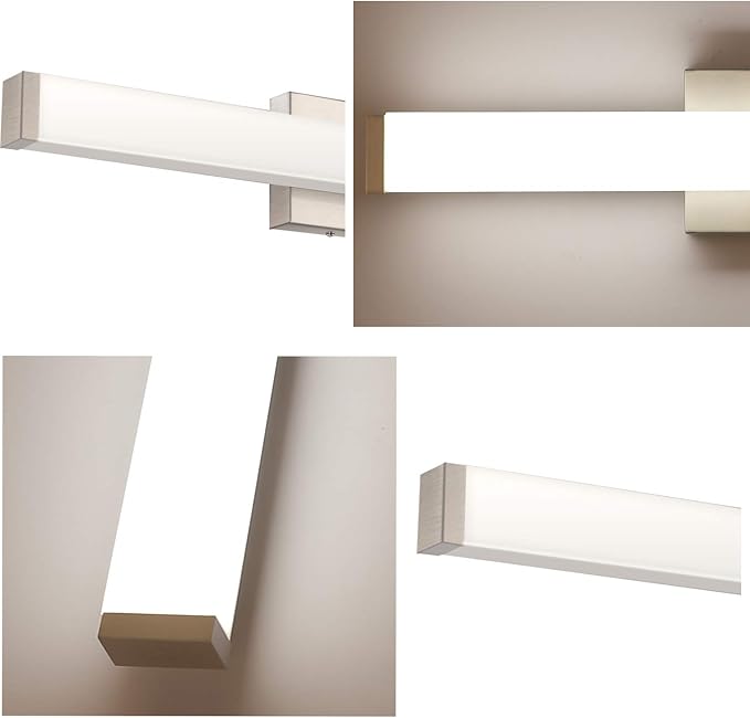 Bathroom Vanity Light Brushed Nickel Square LED 24 inch 14W 4000K Natural White Light Wall Bar Lighting Fixtures Over Mirror (Brushed Nickel, 40in)