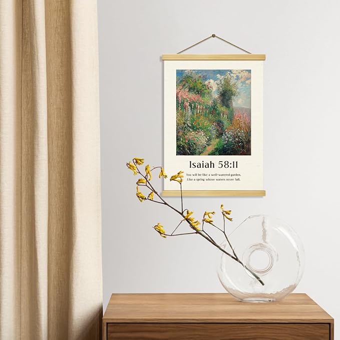 Vintage Christian Canvas Poster, Isaiah 58:11 Canvass Poster Wood Hanger, Christians Wall Art, Bible Verse Posters, Modern Canvas Posters Decors, Home Decor Accent, Christian Gift