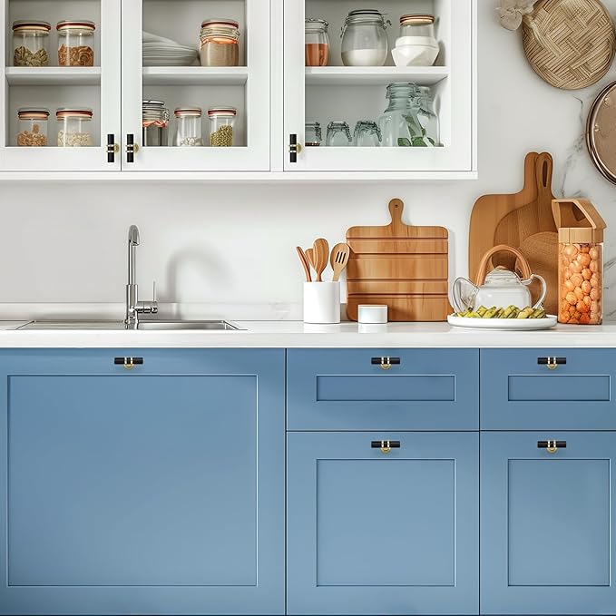 15 Pack Black&Gold Cabinet Knobs - Kitchen Cabinet Knobs Closet Pulls for Kitchen Closet Drawer Stainless Steel Dresser Hardware 2in Length Single Hole