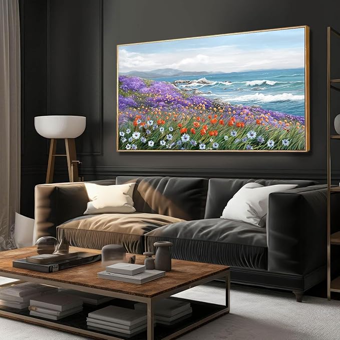 YDYSUNE Coastal Large Landscape Wall Art for Living Room, Bedroom Pictures, Ocean Beach Artwork, Blue Decorations Above Bed Decor, Coastal Landscape Wall Art, Beach Pinting 29×58IN