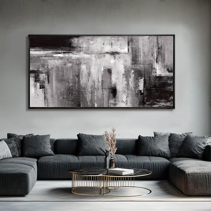Large Framed Canvas Wall Art Black and White Abstract Art Painting for Bedroom Living Room Wall Decorations 29"x 58" Office Wall Decor