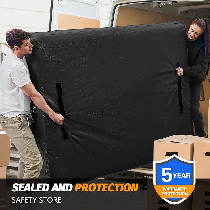 BETU Mattress Bags for Moving, Mattress Protector Waterproof Mattress Cover Crib Size Storage Bags with 8 Heavy-Duty Handles and Zipper for Bed Extra Thick Large Reusable (52"x28"x6.5" Black)