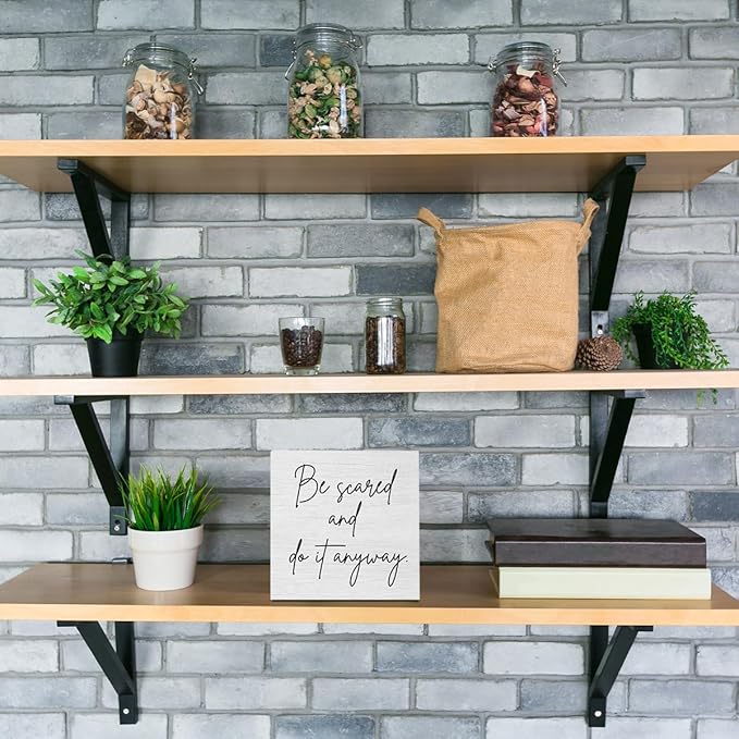 Motivational Quote Home Home Office Decor Rustic Wooden Box Sign Desk Decor for Family Friend Table Shelf Wall Living Room Bedroom Cubicle Farmhouse Office Wood Block Plaque Box Sign