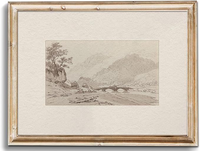 uniro Neutral Gallery Wall Art Prints, Farmhouse Landscape Sketch Wall Painting Canvas Prints, Rustic Nature Oil Painting, Antique Moody Neutral Landscape Aesthetic Wall Decor Vintage Art Pictures for Bedroom Bathroom Decor( 8" x 10"-UNFRAMED)