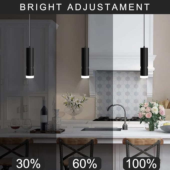 OKELI Pendant Lights Kitchen Island, Modern Unique Adjustable Focus Pendant Lighting for Kitchen Island Dining Room, Bedroom,Bar, Black LED Mini Spot Pendant Lights with 20W,4000K, ETL5026458(1Pack)