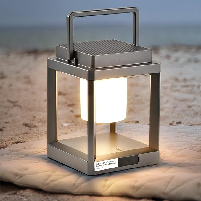 Solar Lantern Outdoor Table Lamp: Portable Waterproof LED Light - Hanging Rechargeable Lights for Patio Camping