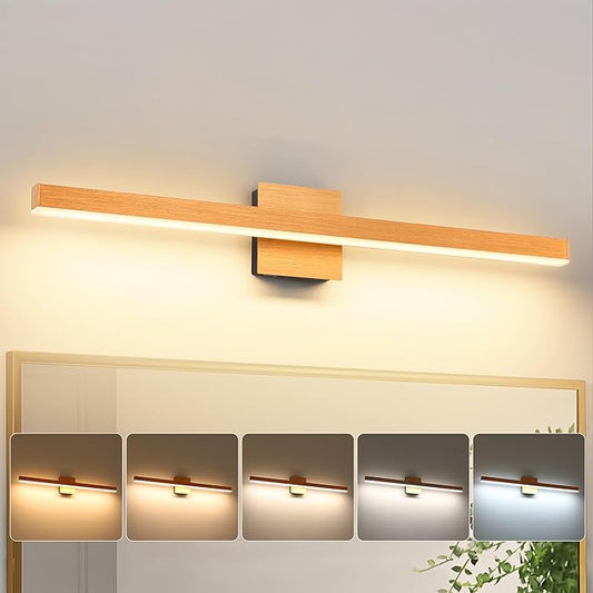 Joossnwell Bathroom Light Fixture Over Mirror Dimmable 5CCT Vanity Lights Bar 31.5 Inch Modern Bathroom Lighting Led Bath Vanity Light Gold and Black Mirror ETL Certificated