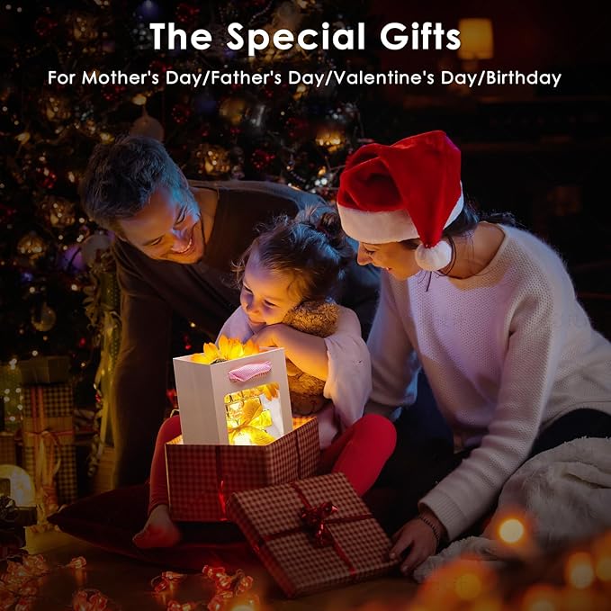 Sunflower Flower Table Lamp Gifts: Mothers Day Birthday Gifts for Women Mom Grandma Sister, Rechargeable Battery Powered Cordless Touch Small Crystal Night Light, Kitchen Bedroom Office Decor