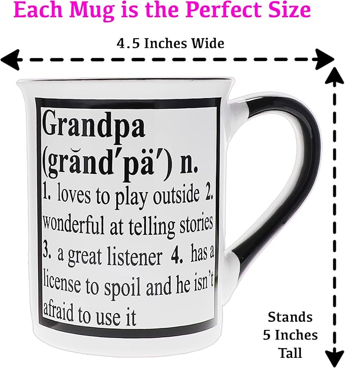 Cottage Creek Mugs - Set of Two 16oz. Large Ceramic Grandma Grandpa Coffee Cups - Ideal Stoneware Mugs for Kitchen, Office & Home Decor - Gifts for Grandparents, Women and Men