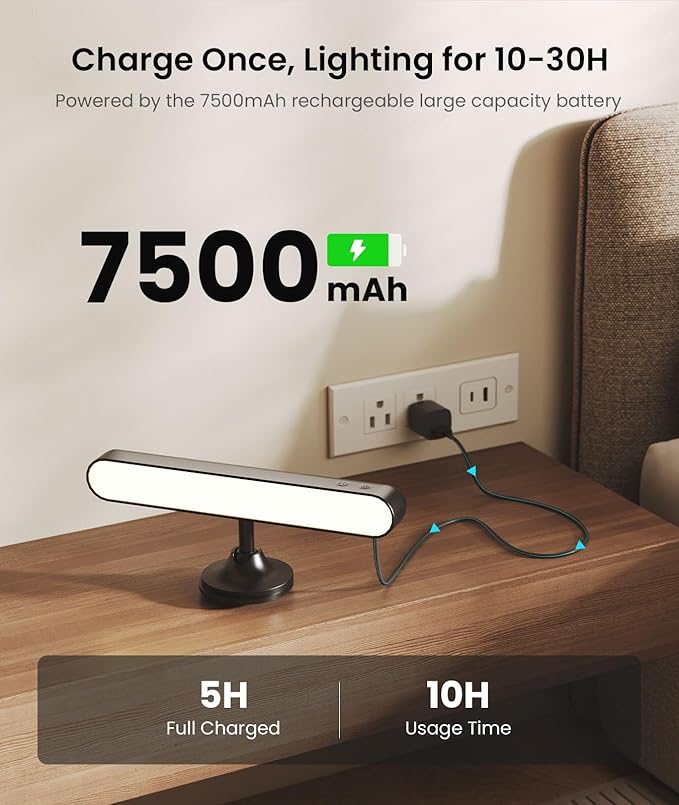 Wall Sconce with 7500mAh Rechargeable Battery LED Wall Light for Bedroom with Remote Control, 3 Colors Wireless Wall Lamp 360° Rotation Dimmable Brightness with 15 RGB Colors,Black,1 Pack