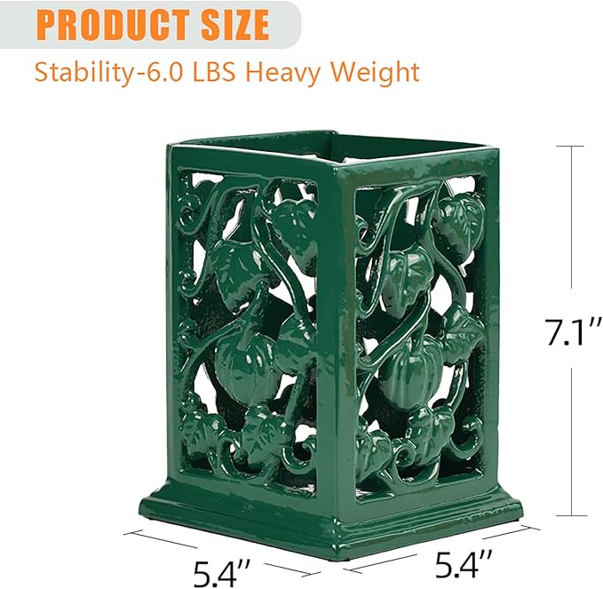 Utensil Holder for Kitchen Counter, Large Cast Iron Vintage Pumpkin Pattern Utensil Holder Cooking Tools Organizer Storage Crock, Green