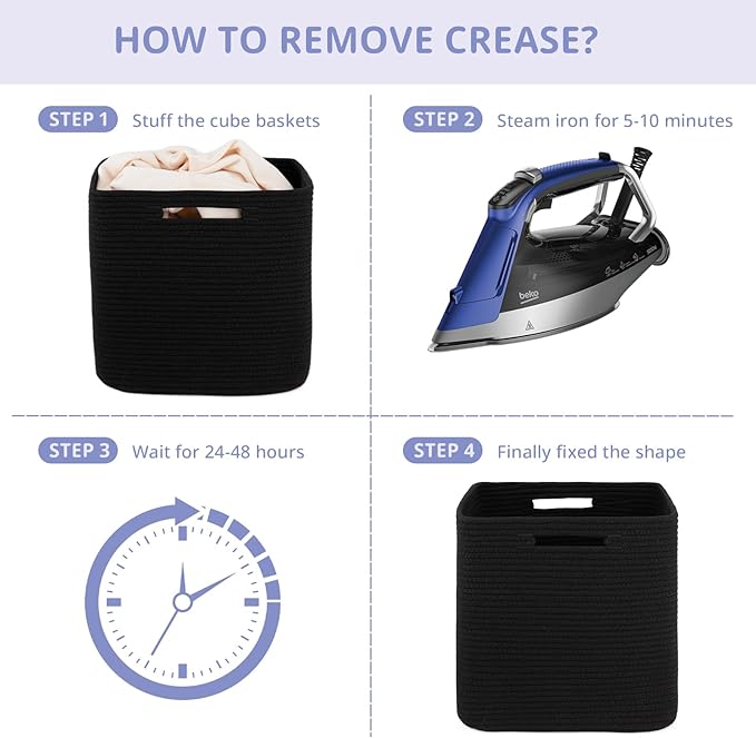 OIAHOMY Storage Cubes, 13 Inch Cube Storage Organizer, Collapsible Storage Bins, Baskets for Organizing, Storage Bins for Shelves-Black, 2-PACK