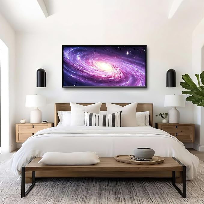 Lovira Outer Space Galaxy Large Wall Art Rustic Universe Starry Sky Canvas Wall Decor Pictures Prints Painting Framed Artwork for Living Room Bedroom Bathroom Kitchen Office 30"x60"