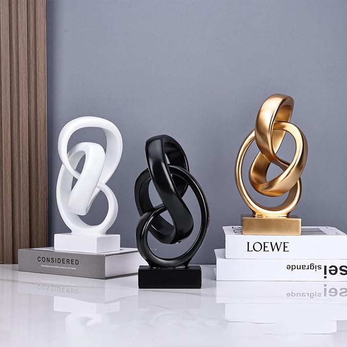 DOVDOV Abstract Gold Knot Statue, Geometric Knot Decor, Gold Decor on Shelf Bookshelf countertop for Living Room Coffee Table Office Coffee Table entryway entryway Desktop Decorative Ornament.