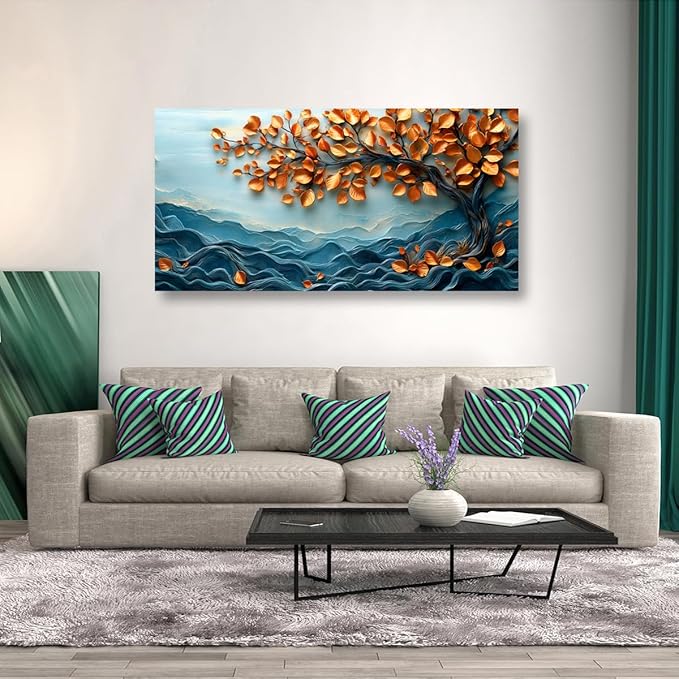 Tree of Life Pictures Canvas Wall Art for Living room Office Bedroom Wall Decor, Withered Leaves Wall Art Print Paintings Modern Autumn Yellow Scenery Artwork Waterproof Ready to Hang-20x40inch