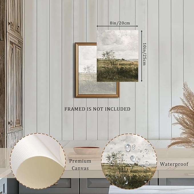 RETRART Vintage Farmhouse Canvas Wall Art - Wildflower Field Landscape Painting, Wall Art Spring Art for Living Room Bedroom Kitchen - 8" x 10" - UNFRAMED