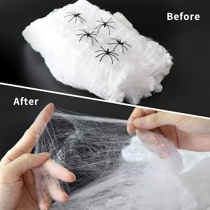 1000 Sqft Halloween Spider Web Decorations with 100 Fake Spiders Spooky Spider Webbing Decorations Indoor Outdoor Party Yard Decor Supplies for Bar Haunted House