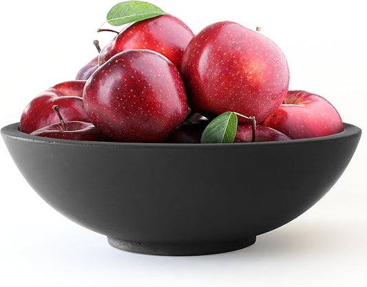 Concrete Fruit Bowl for Kitchen Counter – Dark Gray Decorative Pedestal Bowl for Dining Table, Entryway, or Coffee Table – Large Key Dish for Modern Home Decor Centerpiece