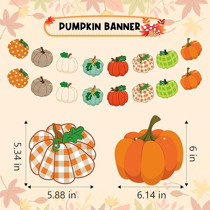YQUQWN Fall Pumpkin Banner Fall Decorations for Home No DIY Little Pumpkin Birthday Banner for Autumn Harvest Thanksgiving Wall Decor Party Decorations Supplies Favors