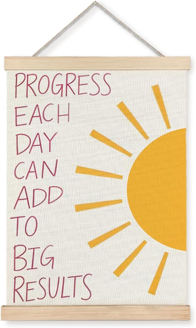 Supwhd Nursery Positive Affirmations Wall Decor, Inspirational Add Up to Big Results Office Wall Art, Motivational Quotes Wall Art for Office Classroom Home, 12x16