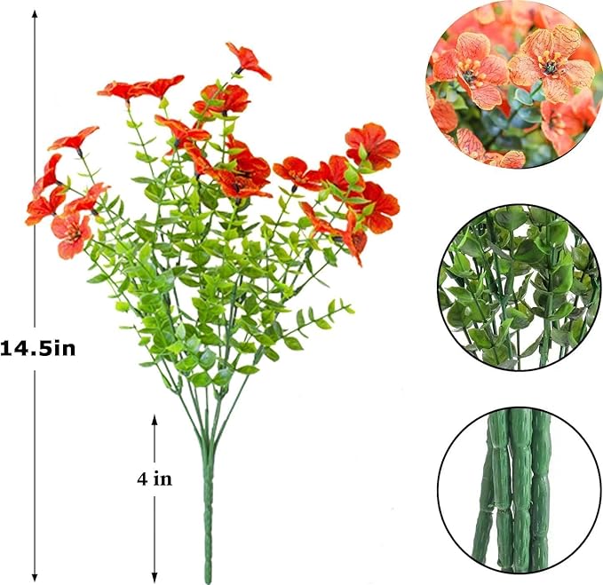 LADADA 6 Bundles Autumn Artificial Flowers for Outdoor Indoor Garden Home Decoration, Indoor Outdoor for Thanksgiving Christmas Wedding Party Home Garden Fireplace Décor