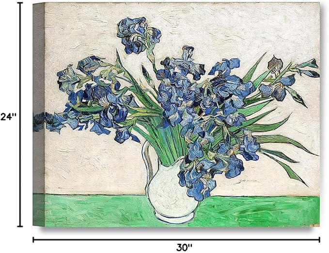 DECORARTS - Vase with Irises1889, Vincent Van Gogh Art Reproduction. Giclee Canvas Prints Wall Art for Home Decor 30x24