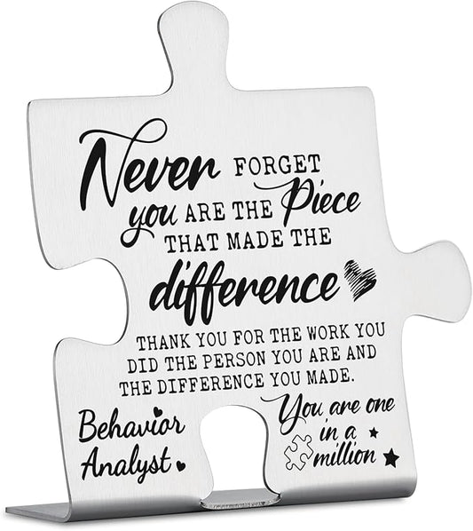 Behavior Analyst Gifts, Thank You Appreciation Gifts for Behavior Analyst Week Birthday Christmas Office Desk Decor Puzzle Piece Decorative Signs Plaques YCC33