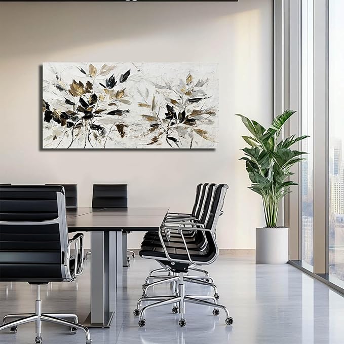 Framed Wall Prints Modern Abstract Wall Art Office Wall Decor 29"x58" Large Canvas Wall Art for Bedroom Home Black and White Graffiti Posters for Room Aesthetic