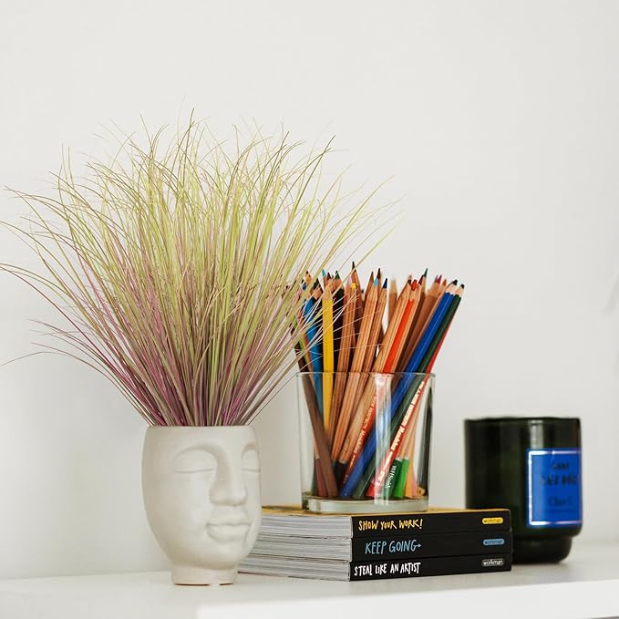 12Pcs Artificial Grass Plants, Faux Shrubs Wheat Grass, Artificial Tall Grass Fake Plants for Outdoor Decor,Artificial Greenery Stems Weed for Room Indoor Home Decor(Light Purple)