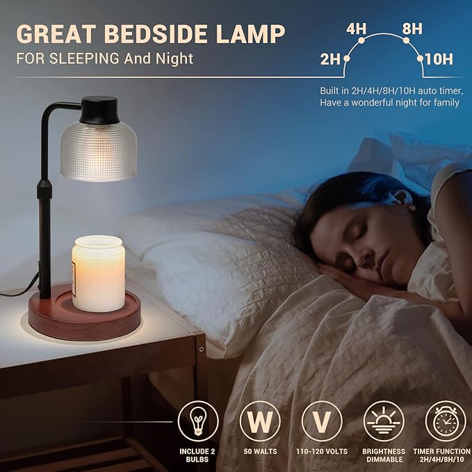 KLL Candle Warmer Lamp with Timer: Birthday Gifts for Women Mom - Dorm Room Office Apartment Vintage Home Decor - House Warming Gifts for New Home - Wax Warmer Lamp for Jar Candles