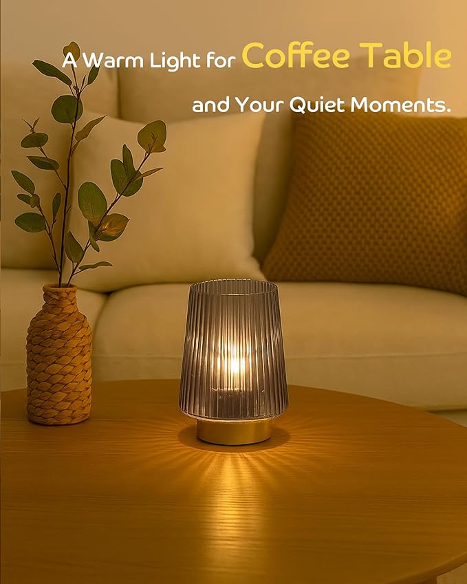 Battery Operated Lamp with Timer, Small Cozy Table Lamp for Dorm Room, Aesthetic Cordless Bedside Battery Lamp for Living Room/Shelf/Office Desk/Side Table Grey