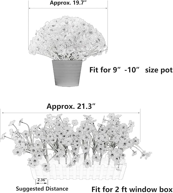 20 Bundles Artificial Flowers for Outdoors, UV Resistant Fake Flowers with Plastic Plants, Faux Silk Flowers for Planter outdoors, Fake realistic flowers For Window Box Front Porch Patio Decor-Red