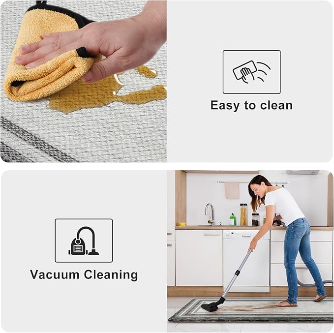 KIMODE Anti Fatigue Kitchen Mats,Non Slip Farmhouse Kitchen Rugs Sets of 2,17"x59"+17"x29" Waterproof Kitchen Mat for Floor,Cushioned Standing Mat for Office,Laundry,Sink,Desk,Grey