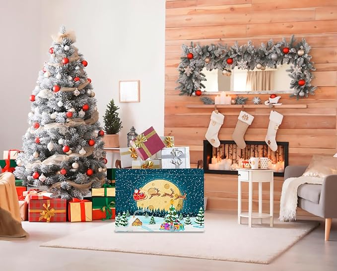 CLOCOR Rectangular Storage Basket Empty,Gift Basket,Waterproof Storage Bin with Handles,Room Decor(Sled Christmas)