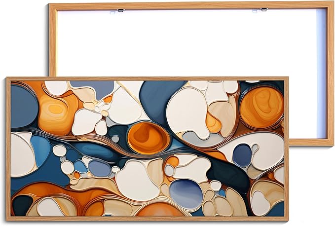 Modern Large Abstract Wall Art - Framed Decor for Living Room, Bedroom - Colorful Artwork, Aesthetic Room Decorations, Oil Painting