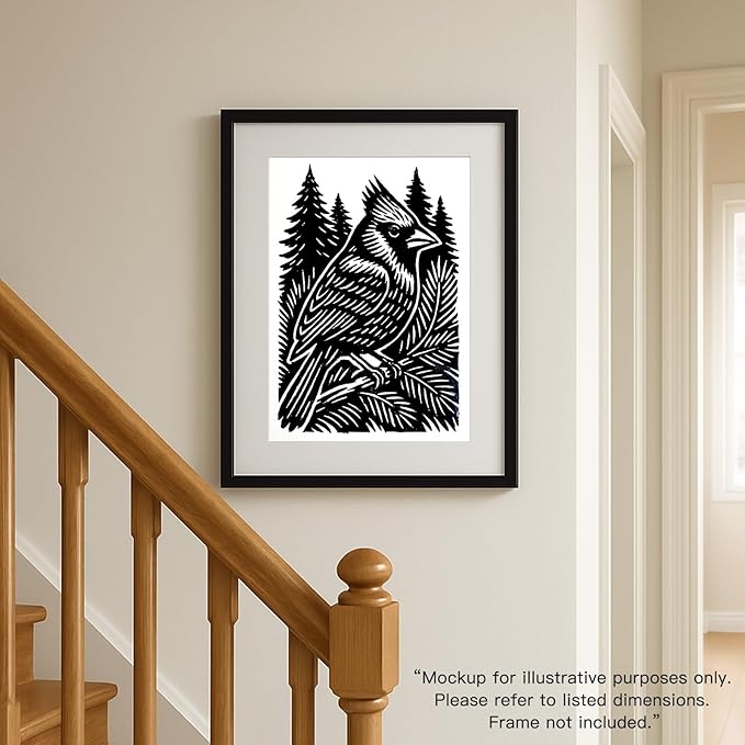 Caelumis Vintage Wall Art Decor Prints Black And White Pictures Posters For Farmhouse Living Bedroom Bathroom Room kitchen Handmade Unframed (Cardinal 12x16in)