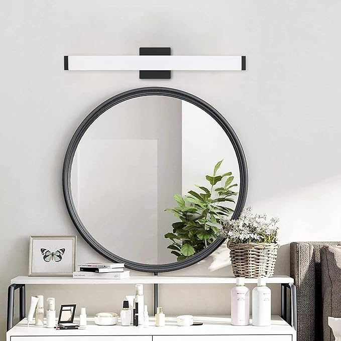 Bathroom Vanity Light Brushed Nickel Square LED 24 inch 14W 4000K Natural White Light Wall Bar Lighting Fixtures Over Mirror (Matte Black, 24 inch 5CCTDimmable)