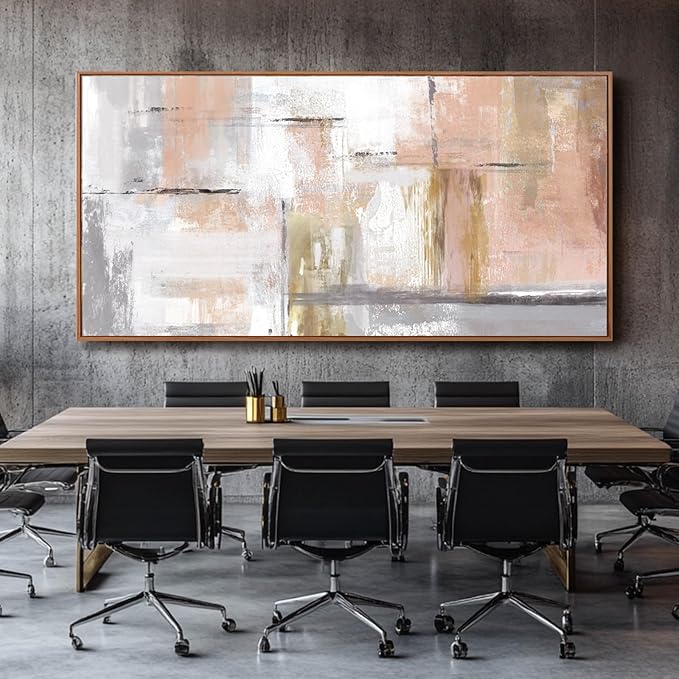 Kureful Large Painting Gold Abstract Wall Art for Living Room Bedroom Office Modern Artwork Graffiti Home Decor 30x60 Inches Ready to Hang