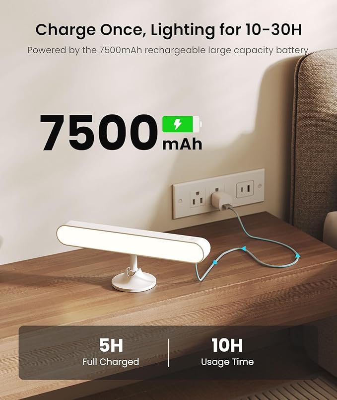 Wall Sconce with 7500mAh Rechargeable Battery LED Wall Light for Bedroom with Remote Control, 3 Colors Wireless Wall Lamp 360° Rotate Dimmable Brightness with 15 RGB Colors,White,1Pack