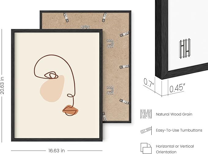 HAUS AND HUES Female Figure Wall Art Line Drawing - Single Line Drawing Wall Art, Minimalist Woman Art Print Line Art Wall Decor Silhouette Lipstick (Black Frame, 16x20)