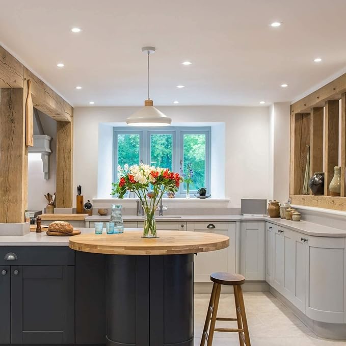 8 Inch LED Recessed Light with Junction Box, 6 Pack Ultra Thin LED Recessed Lighting.6000K Daylight, No Dimmable,18W 8" Recessed Ceiling Canless Wafer Downlight.Slim Can-Killer Lights,CRI80+