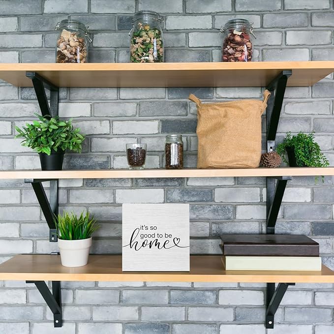 Motivational Good To Be Home Living Room Decor Accessories Rustic Wooden Box Sign Desk Decor for Home Table Shelf Wall Bedroom Bathroom Farmhouse Kitchen Wood Block Plaque Box Sign