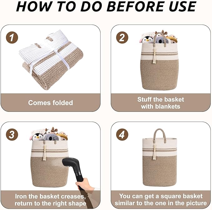 Woven Laundry Basket for Clothes, 65L Large Rectangle Laundry Hampers, Nursery Storage Basket for Toys, Tall Dirty Clothes Hamper for Bedroom Aesthetic, Bathroom, Laundry Room