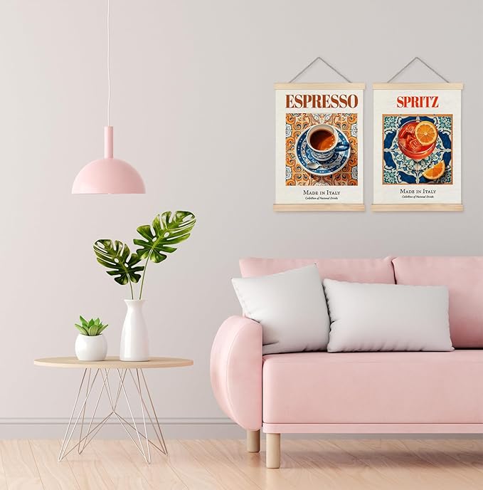 Yomisex Italian Kitchen and Bar Wall Art Poster, Italian Traditional Cocktail Coffee Canvas Prints Wall Art Framed for Kitchen Cafe Coffee Bar Pub, 12x16 Inch Set of 2