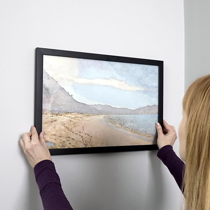 10x28 Frame Black Real Wood Picture Frame Width 0.75 Inches | Interior Frame Depth 0.5 Inches | Noir Classique Mid Century Photo Frame Complete with UV Acrylic, Foam Board Backing & Hanging Hardware