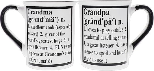 Cottage Creek Mugs - Set of Two 16oz. Large Ceramic Grandma Grandpa Coffee Cups - Ideal Stoneware Mugs for Kitchen, Office & Home Decor - Gifts for Grandparents, Women and Men